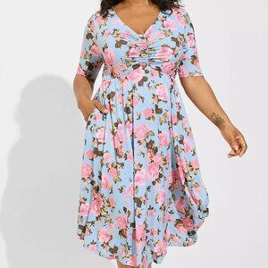 Midi Studio Knit Ruched Front Dress